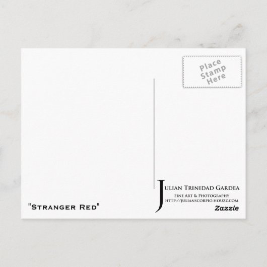 "Stranger Red" - Postkarte (Rückseite)