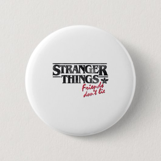 Stranger Things Friends Don't Lie Distressed Text  Button (Vorderseite)