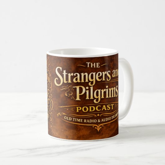 Strangers and Pilgrims Podcast Kaffeetasse (VorderseiteRechts)