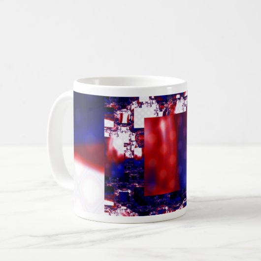 Strangieren | Art Wrap in Rot und Blau des Fraktal Kaffeetasse (Vorderseite Links)