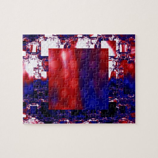 Strangieren | Rote und blaue Fraktal Kunst Puzzle (Horizontal)