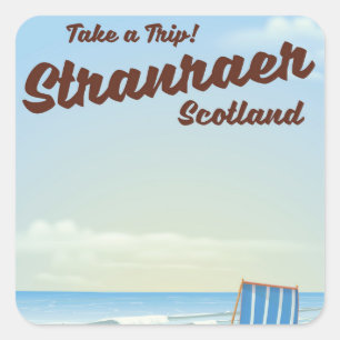 Stranraer Schottland Vintage-Reiseposter Quadratischer Aufkleber
