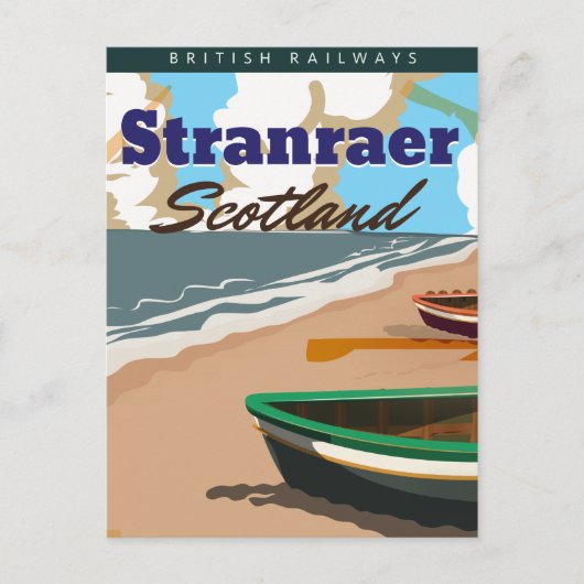 Stranraer Scotland Vintage Reiseplakat Postkarte (Vorderseite)