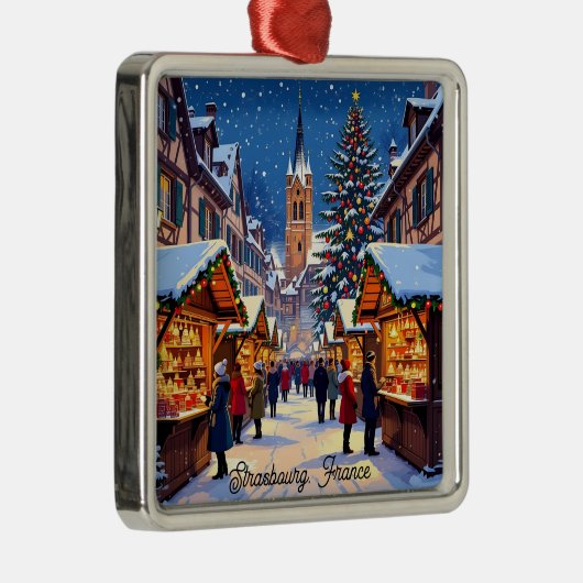 Strasbourg, France Christmas Market Holiday Ornament Aus Metall (Rechts)