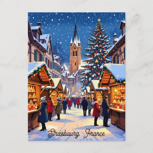 Strasbourg, France Christmas Market Holiday Postkarte (Vorderseite)