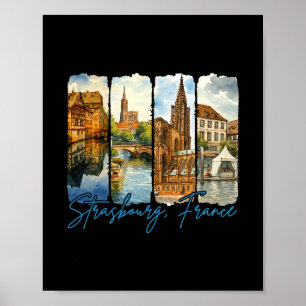 Strasbourg Frankreich Reisende Reise Pinselstrich  Poster