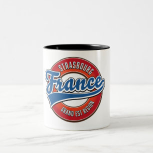 Strasbourg Grand Est Region Frankreich Retro-Logo  Zweifarbige Tasse