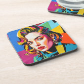 “Strasha” - Gloss Pop Collage Dream Getränkeuntersetzer (Linke Seite)