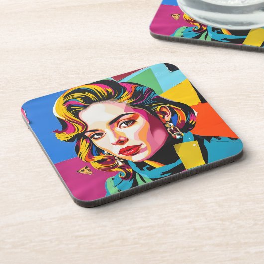 “Strasha” - Gloss Pop Collage Dream Getränkeuntersetzer (Linke Seite)