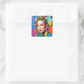 „Strasha“ - Gloss Pop Collage Dream Quadratischer Aufkleber (Tasche)