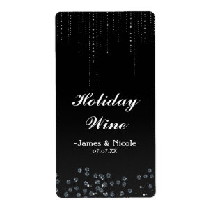 Strass Glitter Bling Diamant Party Wein Etikett