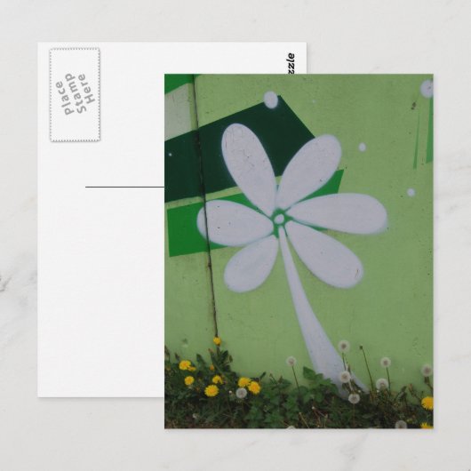 Straßart Postkarte Blumen-Graffiti (Vorne/Hinten)