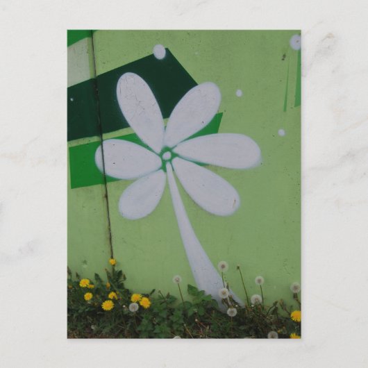 Straßart Postkarte Blumen-Graffiti (Vorderseite)