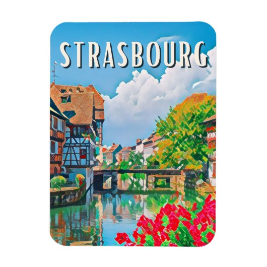 Straßburg Foto Vintage Magnet (Vertikal)