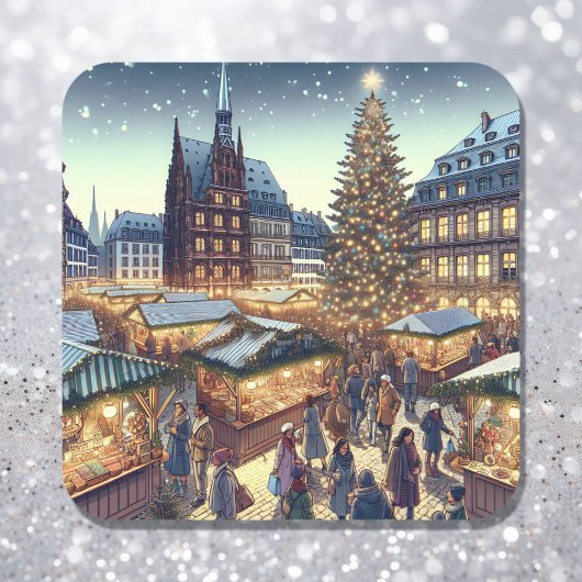 Straßburg, Frankreich Frohe Weihnachten Joyeux Noë Quadratischer Aufkleber