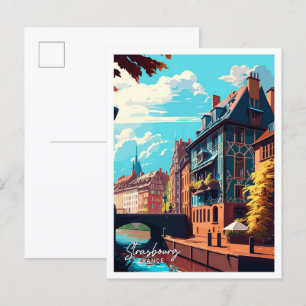 Straßburg Frankreich Reise Vintage-Illustration Postkarte