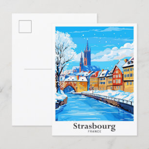 Straßburg Frankreich Reise Vintage-Illustration Postkarte