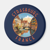 Straßburg Frankreich Reisen Kunst Vintag Magnet (Vorne)