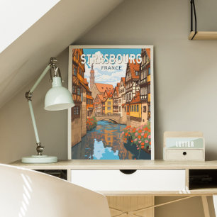 Straßburg Frankreich Reisen Kunst Vintag Poster