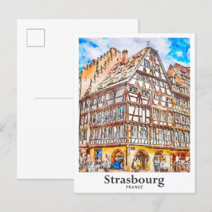 Straßburg Frankreich Reisen Wasserfarben Hand zeic Postkarte