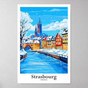 Straßburg Frankreich Vintage Illustration Poster