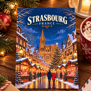 Straßburg Frankreich Vintage Weihnachtsmarkt Reise Postkarte