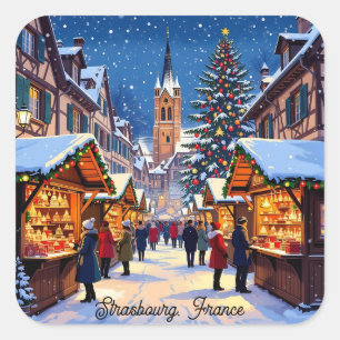 Straßburg, Frankreich Weihnachten Quadratischer Aufkleber