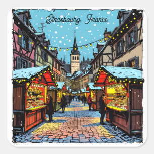 Straßburg, Frankreich Weihnachten Quadratischer Aufkleber