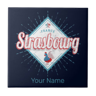 Straßburg Grand Est France Retro Rooster Vintag Fliese