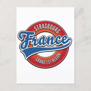 Straßburg Grand Est Region Frankreich Retro-Logo Einladungspostkarte