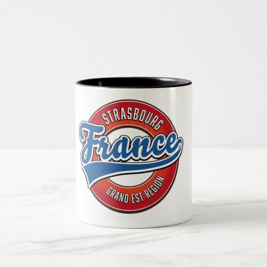 Straßburg Grand Est Region Frankreich Retro-Logo Zweifarbige Tasse (Mittel)