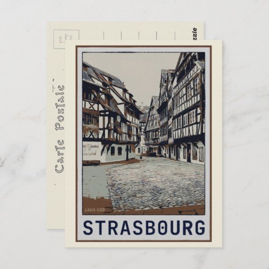 Straßburg Historische Mitteldarstellung Frankreich Postkarte (Vorne/Hinten)