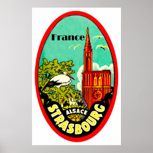 Straßburger Kathedrale, Störche, Frankreich, Vinta Poster