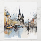 Straße Aquarell Prag Weinetikett (Einzelnes Label)