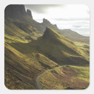 Straße aufsteigend The Quiraing, Isle of Skye, Quadratischer Aufkleber