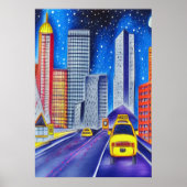 Straße, Autos und Stadt | AI Art Poster (Vorne)