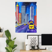 Straße, Autos und Stadt | AI Art Poster (Heimbüro)