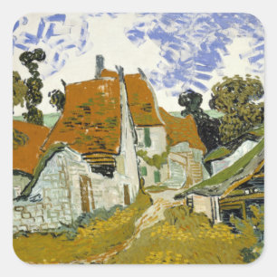 Straße Auvers-sur-Oise Vincent van Gogh Quadratischer Aufkleber