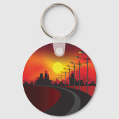 Straße bei Sonnenuntergang Schlüsselanhänger (Rückseite)