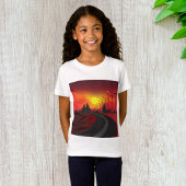 Straße bei Sunset Girls T - Shirt