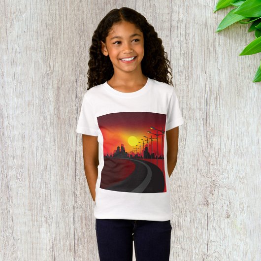 Straße bei Sunset Girls T - Shirt