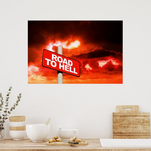 Straße bis zur Hölle Schild (Küche)