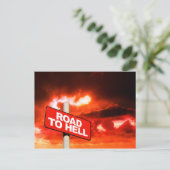 Straße bis zur Hölle Schild Postkarte (Stehend Vorderseite)
