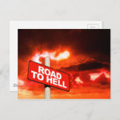 Straße bis zur Hölle Schild Postkarte (Vorne/Hinten)