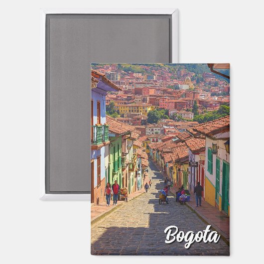Straße Bogota Kolumbien La Candelaria Bogotá Magnet (Vorderseite/Rückseite)