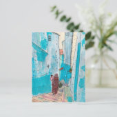 Straße Chefchaouen Marokko Papier Collage Sketch Postkarte (Stehend Vorderseite)