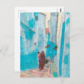 Straße Chefchaouen Marokko Papier Collage Sketch Postkarte (Vorne/Hinten)