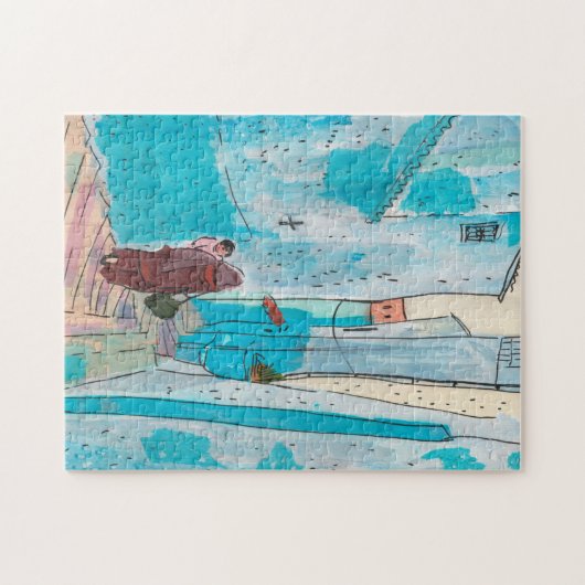 Straße Chefchaouen Marokko Papier Collage Sketch Puzzle (Horizontal)