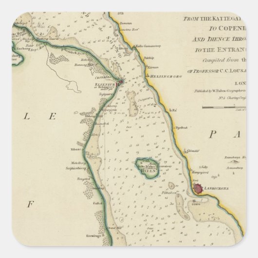 Straße Dänemark-Schweden Quadratischer Aufkleber (Vorderseite)
