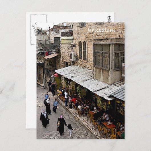 Straße der alten Stadt Jerusalem Postkarte (Vorne/Hinten)